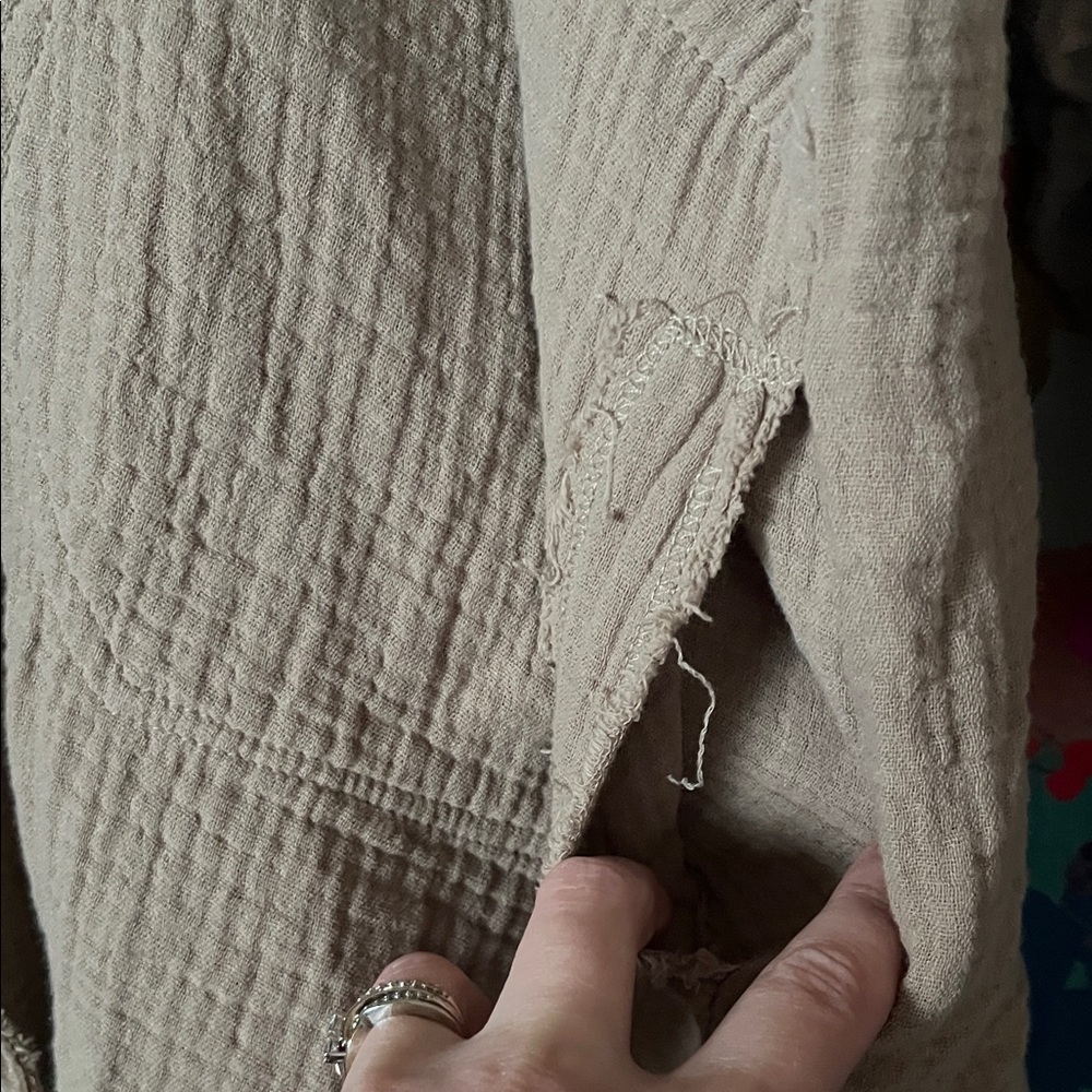 Casual Tan Button-Up Women's Mini Dress or Tunic Top(Unknown brand) - Picture 3 of 11